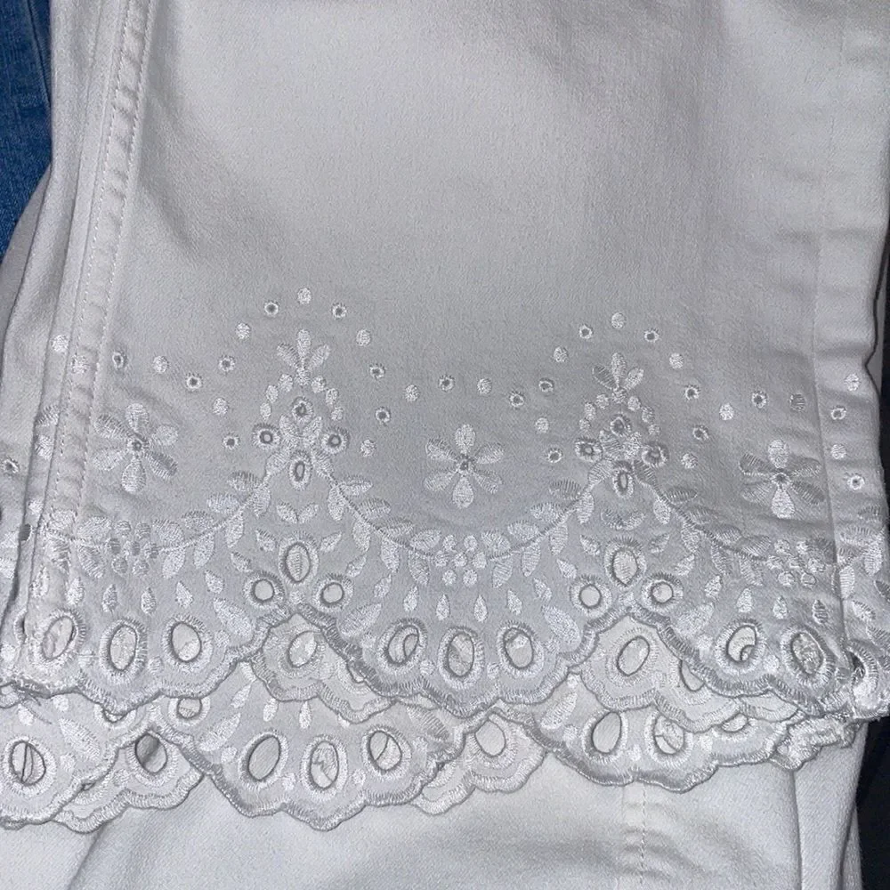 kate spade / cutwork denim white high waist jeans